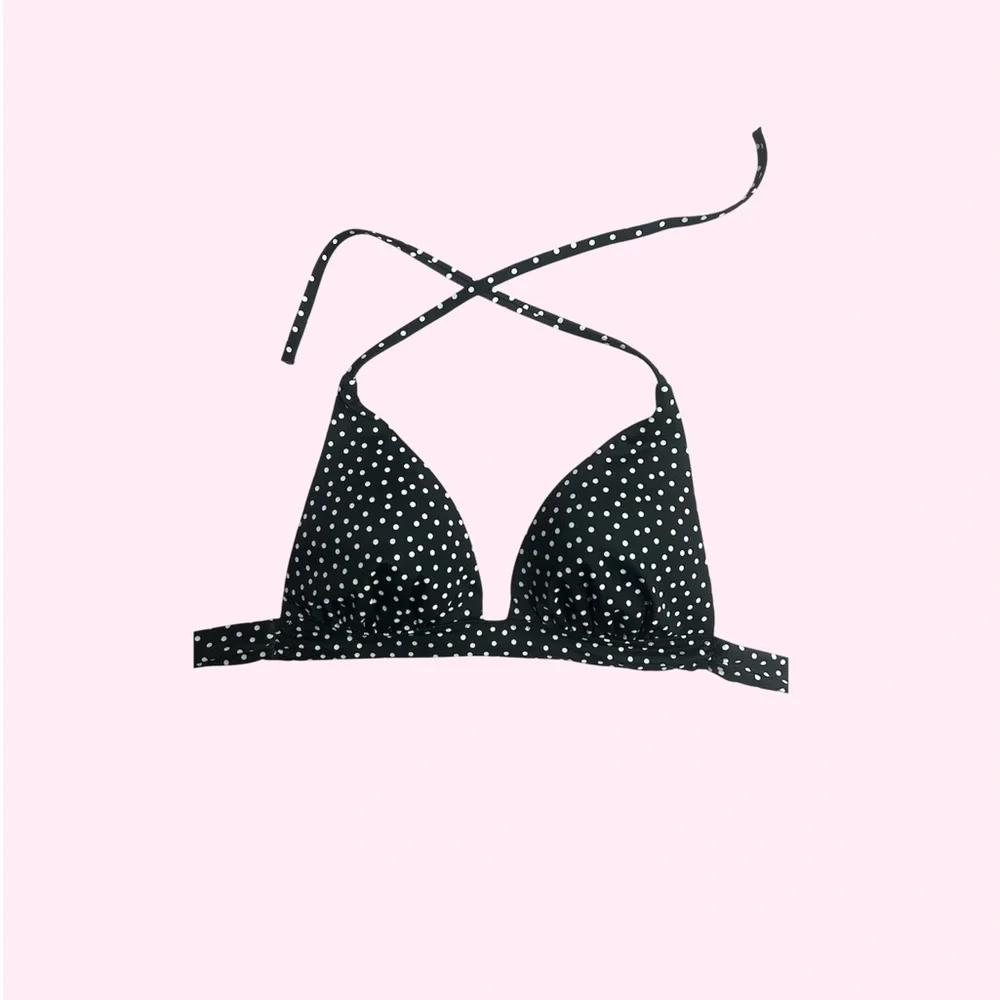 Black Polka Dot Victorias Secret Triangle Bikini Top - Picture 1 of 3